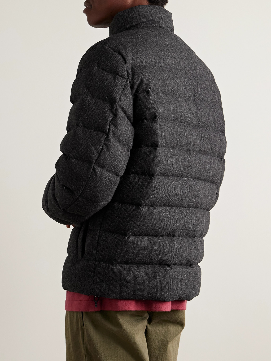 Polo Ralph Lauren Colden Quilted Herringbone Recycled-flannel Down Jacket In Black