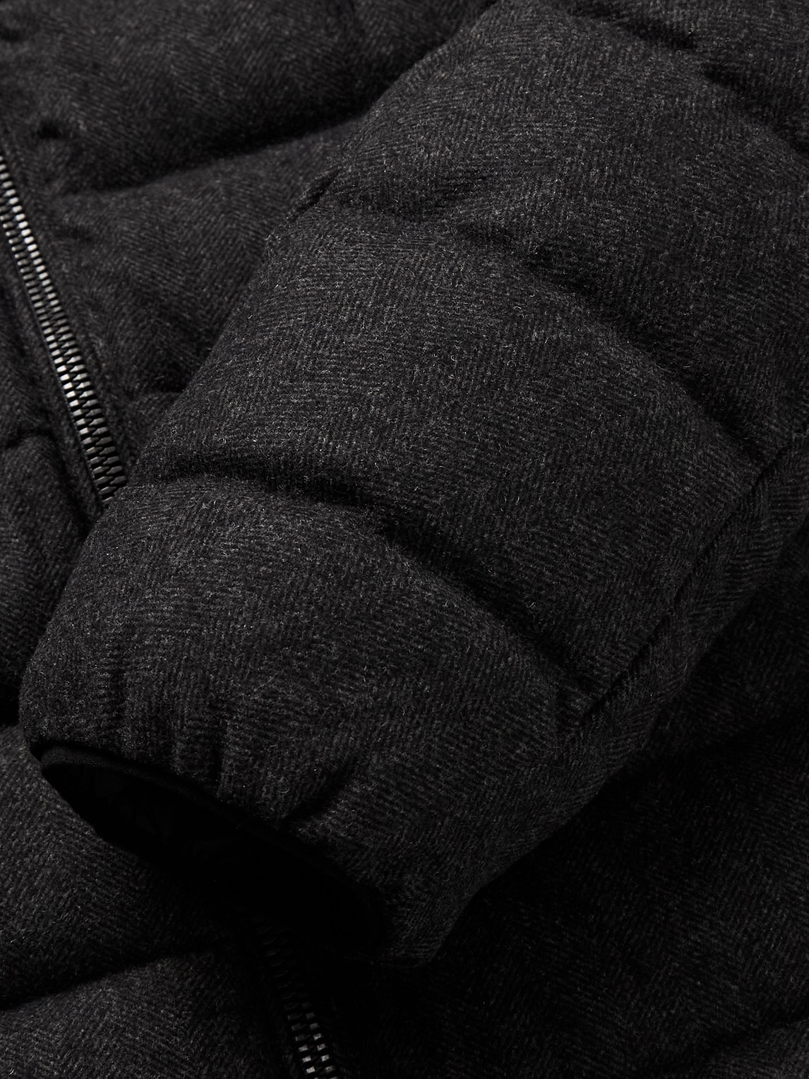 Polo Ralph Lauren Colden Quilted Herringbone Recycled-flannel Down Jacket In Black