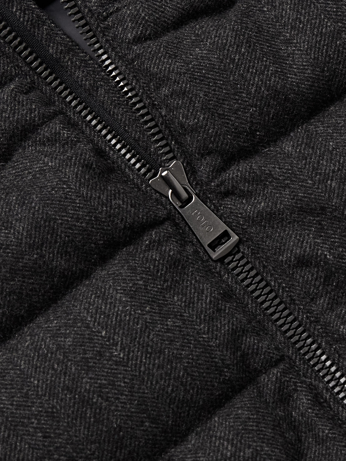 Polo Ralph Lauren Colden Quilted Herringbone Recycled-flannel Down Jacket In Black