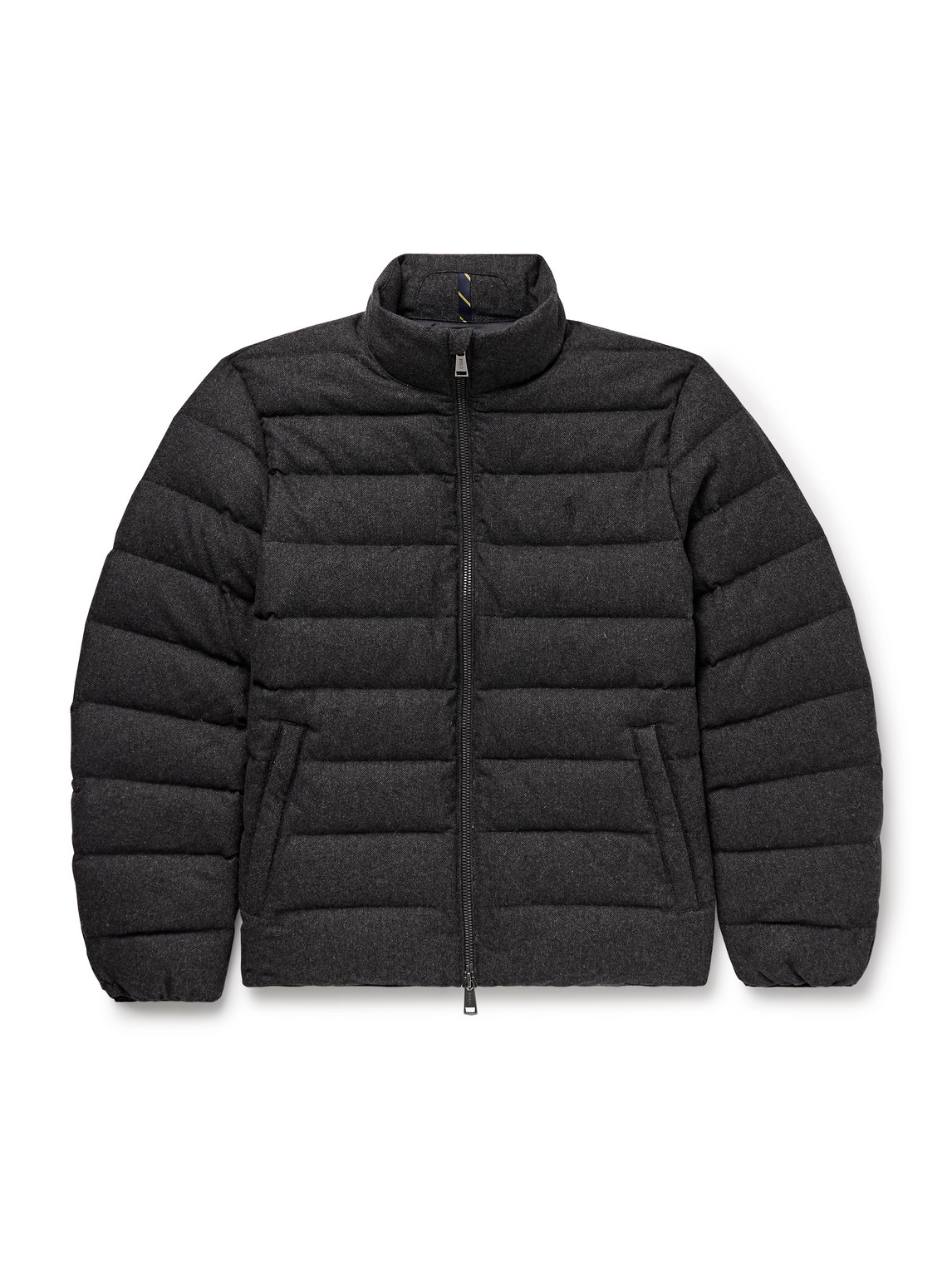 Polo Ralph Lauren Colden Quilted Herringbone Recycled-flannel Down Jacket In Black