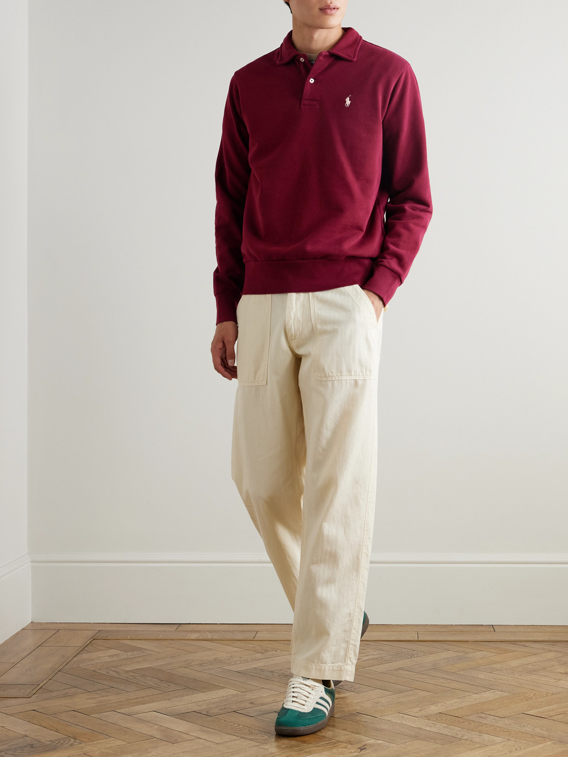 Polo Ralph Lauren Logo-embroidered Cotton-jersey Polo Sweatshirt In Red