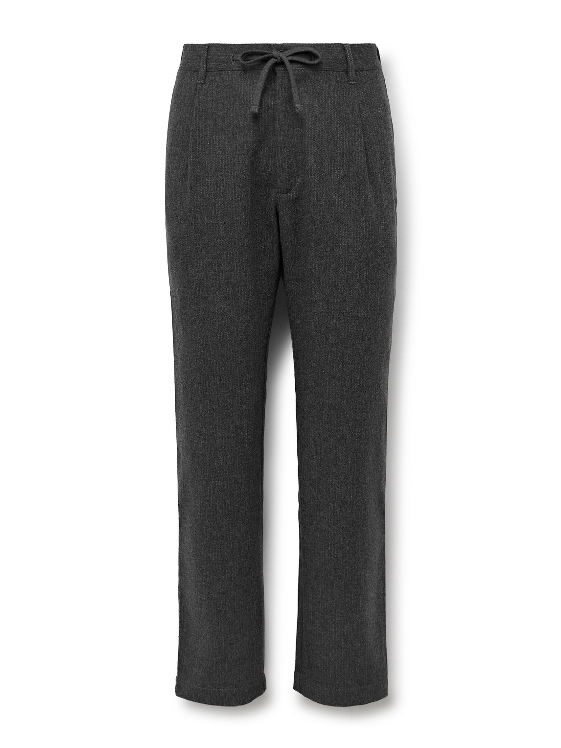 Hartford Tanker Straight-leg Wool-blend Drawstring Trousers In Black