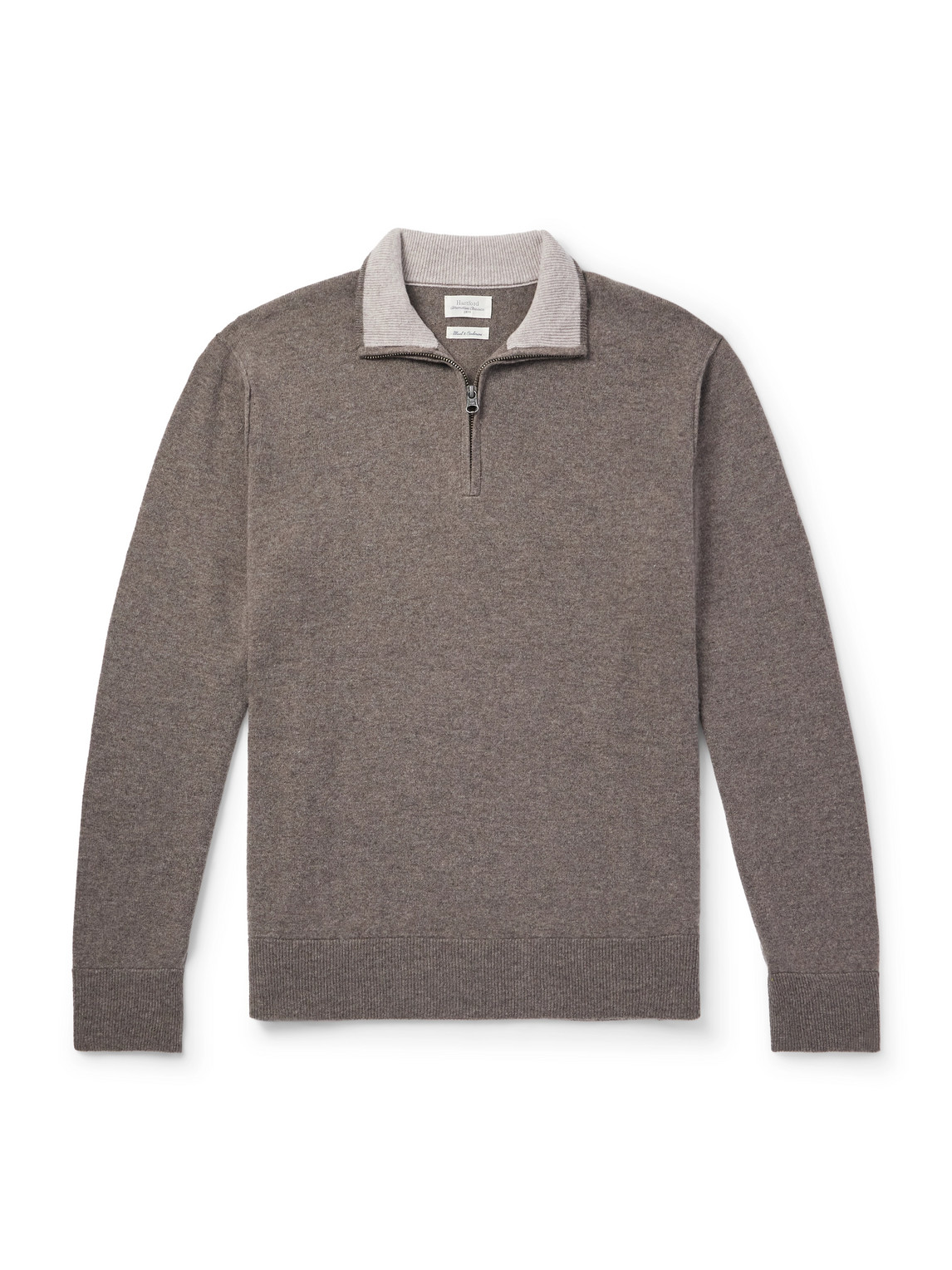 Hartford Wool And Cashmere-blend Half-zip Sweater In Brown