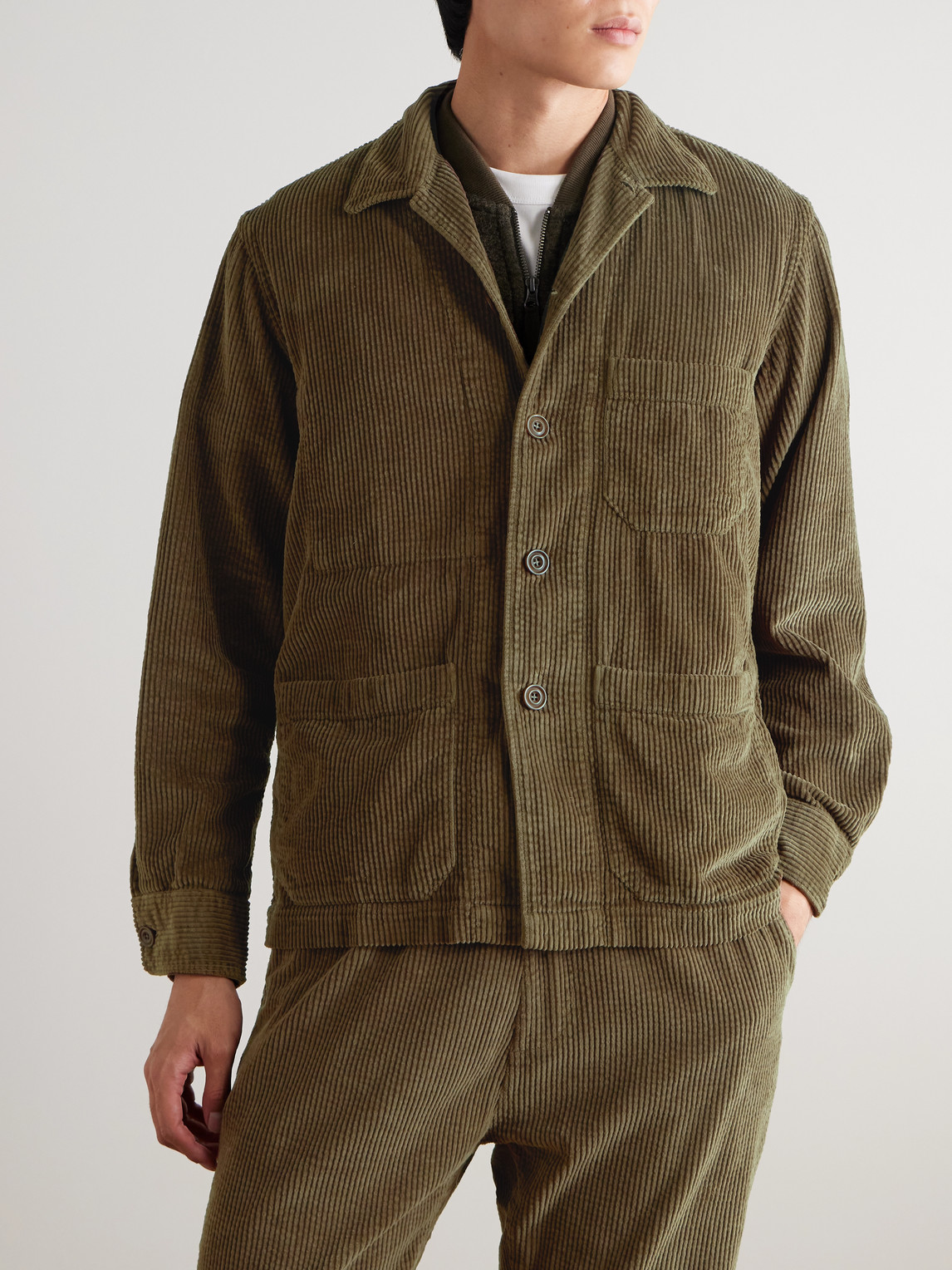 Hartford Petty Pat Cotton-corduroy Jacket In Green