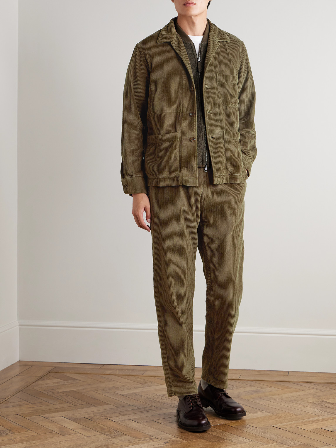 Hartford Petty Pat Cotton-corduroy Jacket In Green