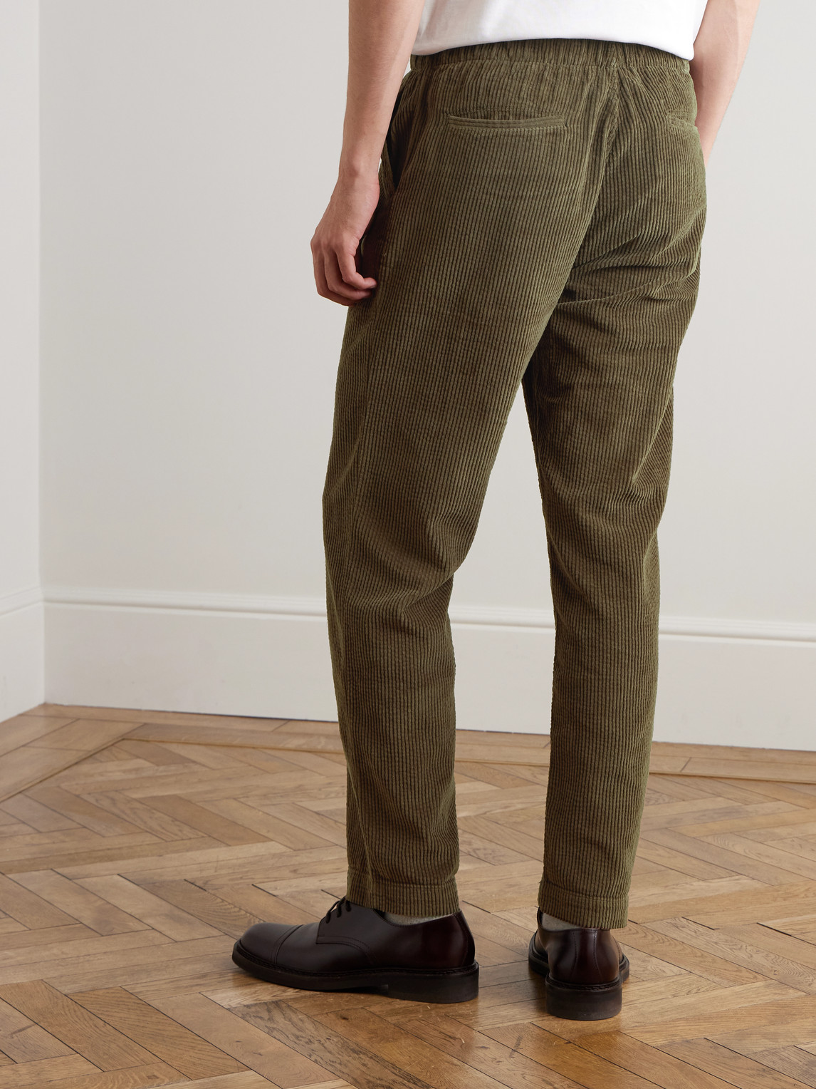 Hartford Joggy Straight-leg Cotton-corduroy Drawstring Trousers In Brown