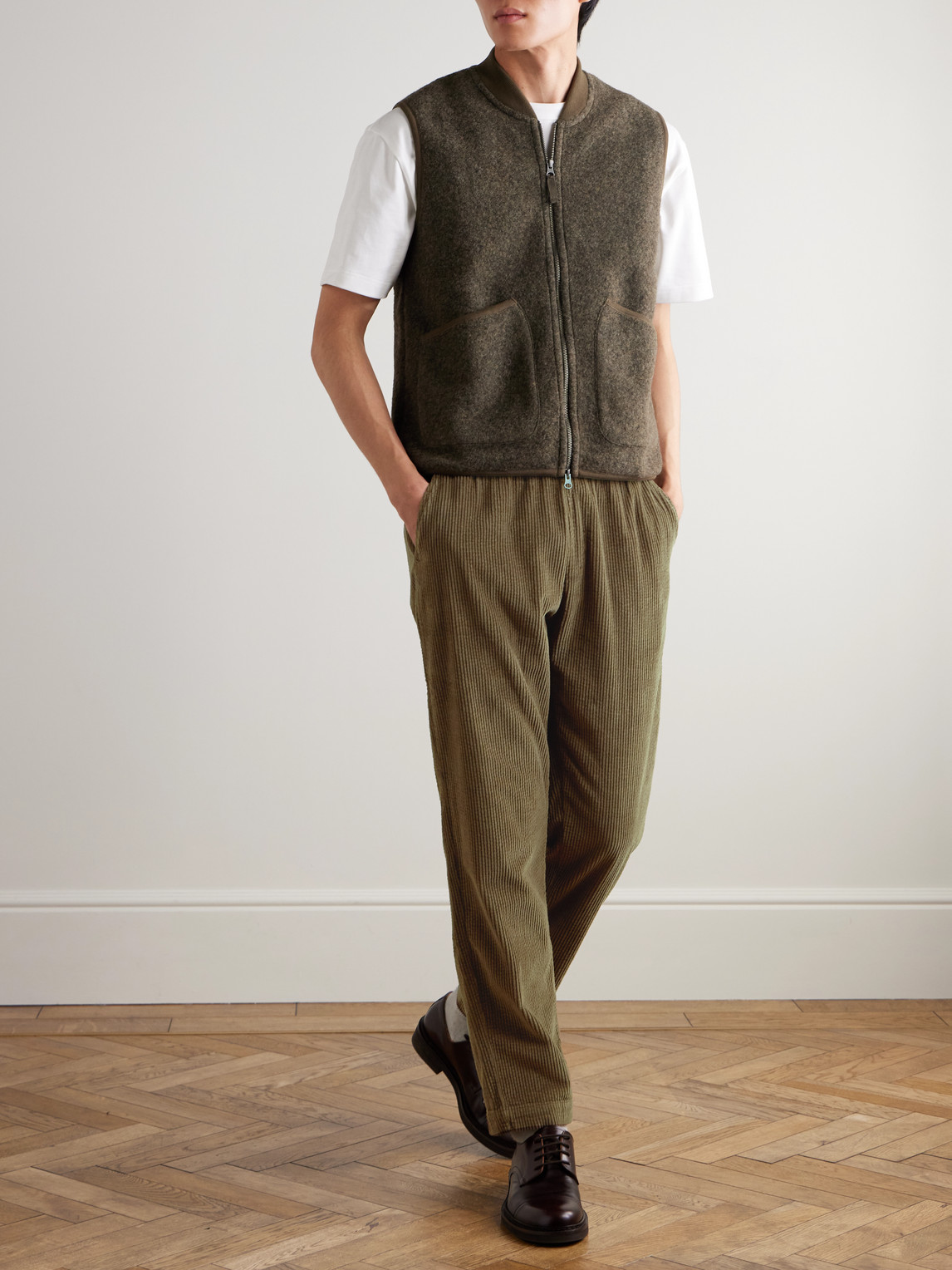Hartford Joggy Straight-leg Cotton-corduroy Drawstring Trousers In Brown