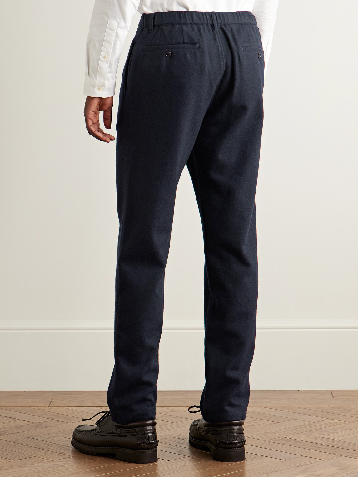 Hartford Tanker Straight-leg Wool-blend Drawstring Trousers In Blue
