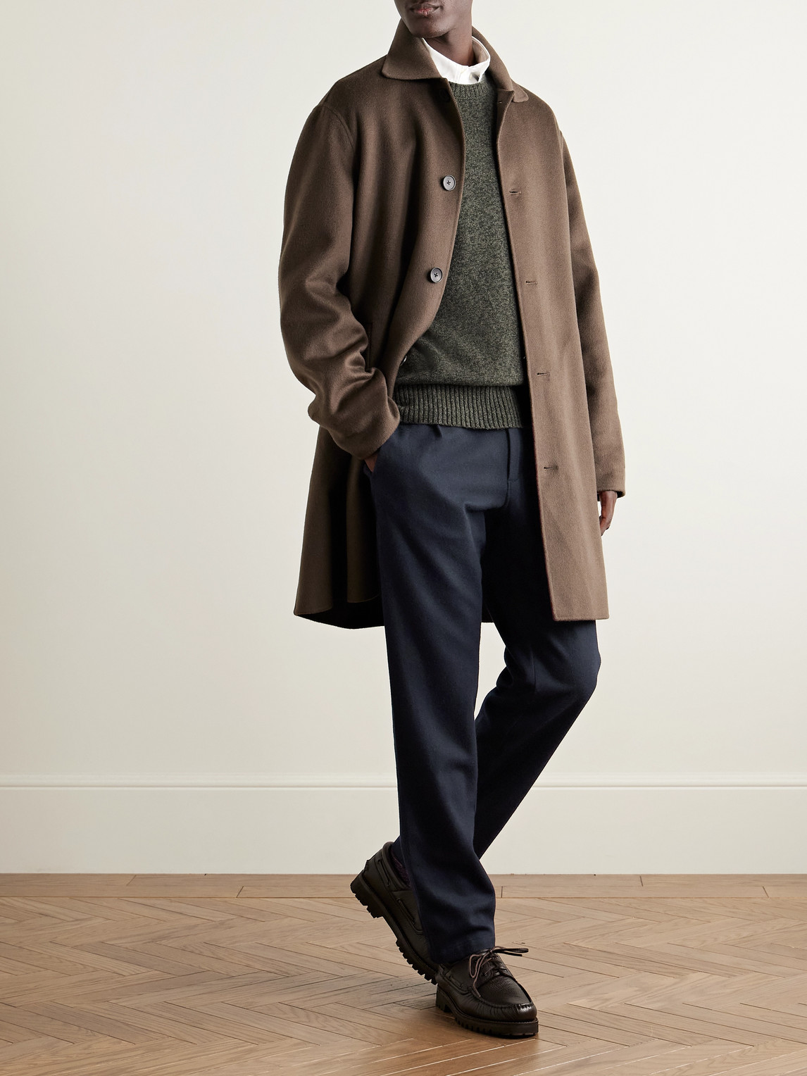 Hartford Tanker Straight-leg Wool-blend Drawstring Trousers In Blue