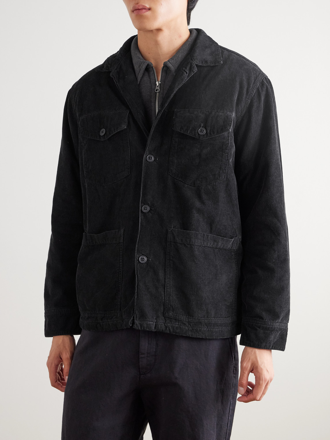 Hartford Jeff Cotton-corduroy Overshirt In Black