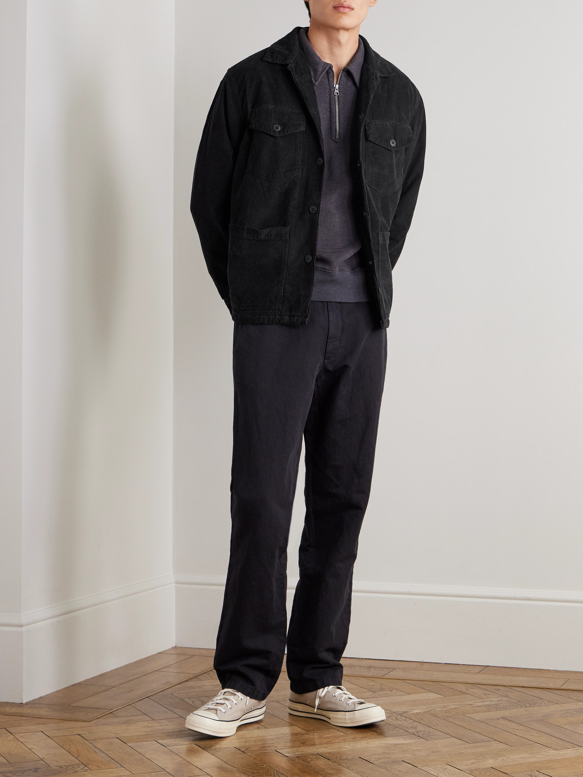 Hartford Jeff Cotton-corduroy Overshirt In Black