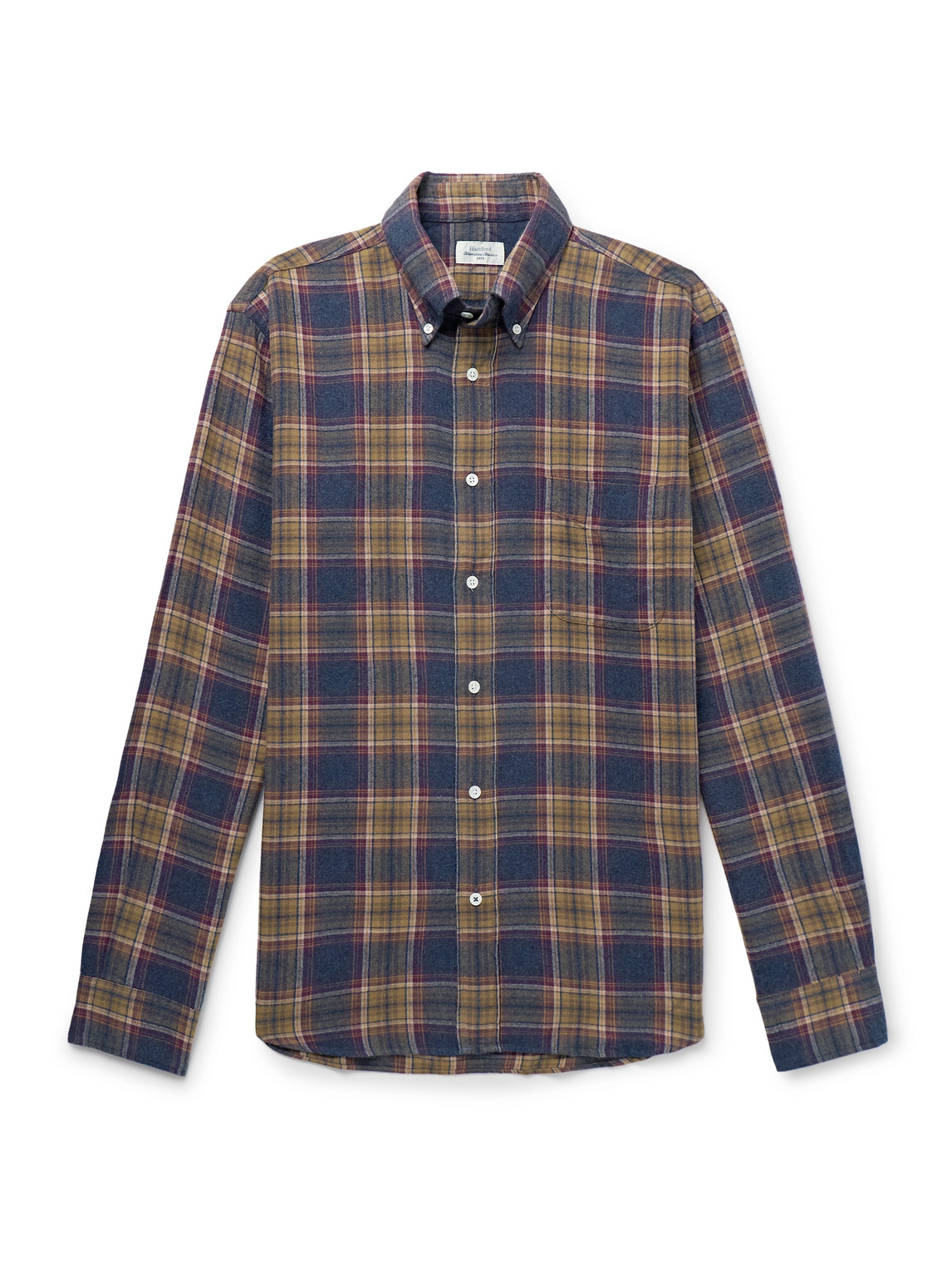 Hartford Pitt Button-down Collar Checked Cotton-flannel Shirt In Multi