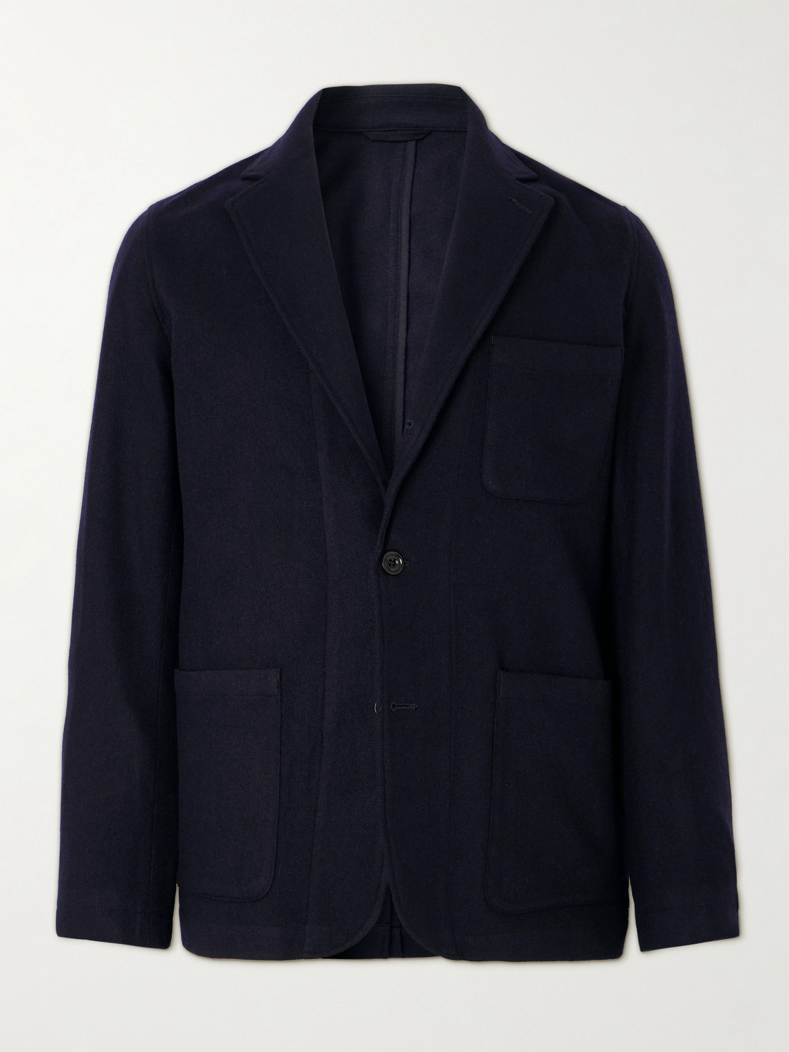 Hartford Jonny Unstructured Brushed Wool-blend Twill Suit Jacket In Blue