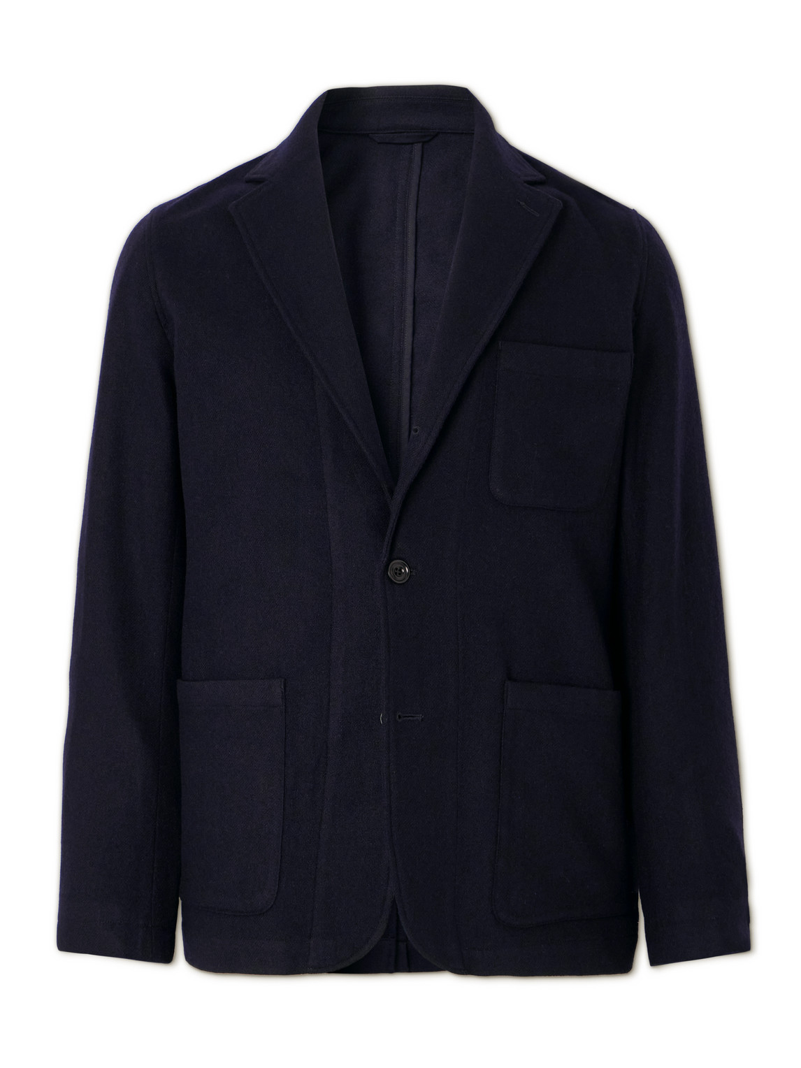 Hartford Jonny Unstructured Brushed Wool-blend Twill Suit Jacket In Blue