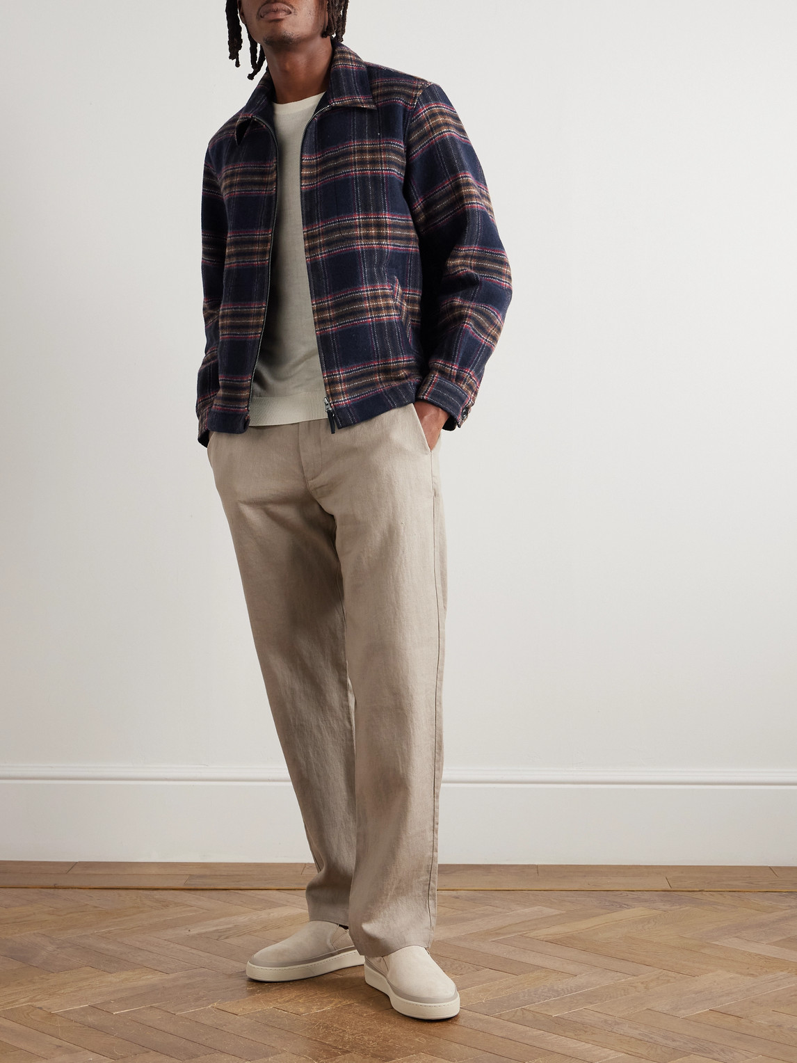 Hartford Dave Checked Double-faced Recycled Wool-blend Jacket In Multi