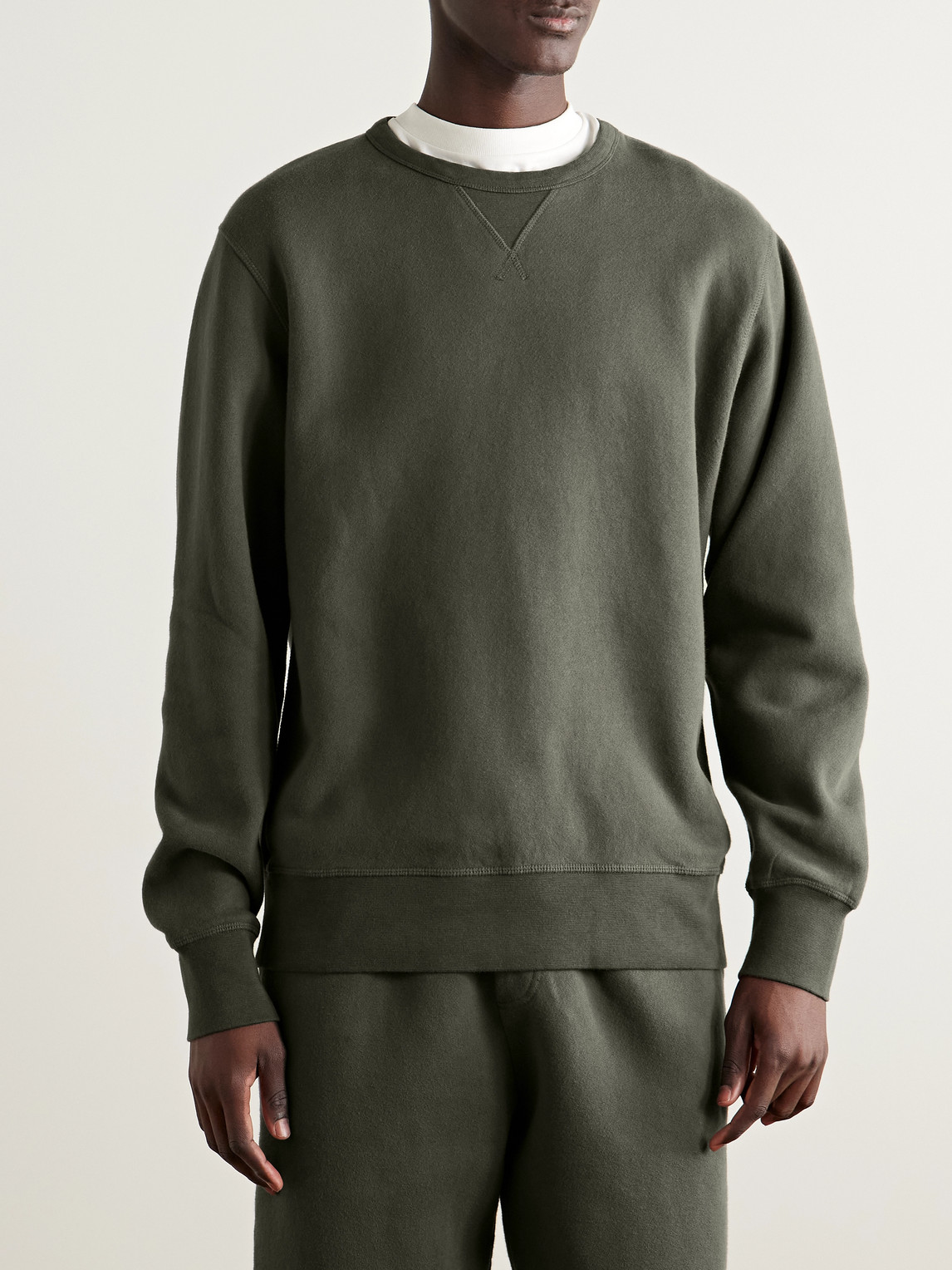 Hartford Garment-dyed Cotton-jersey Sweatshirt In Green