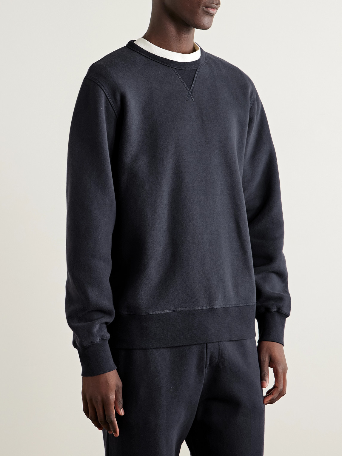 Hartford Garment-dyed Cotton-jersey Sweatshirt In Blue