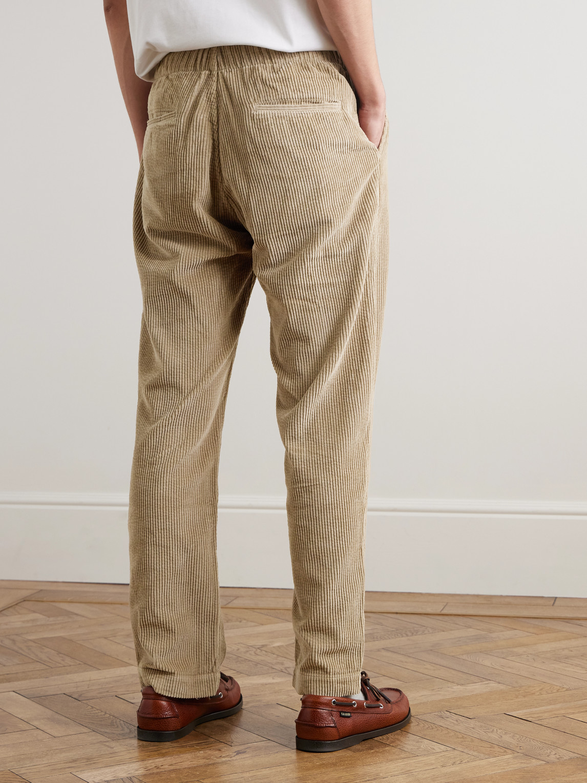 Hartford Joggy Straight-leg Cotton-corduroy Drawstring Trousers In Neutral