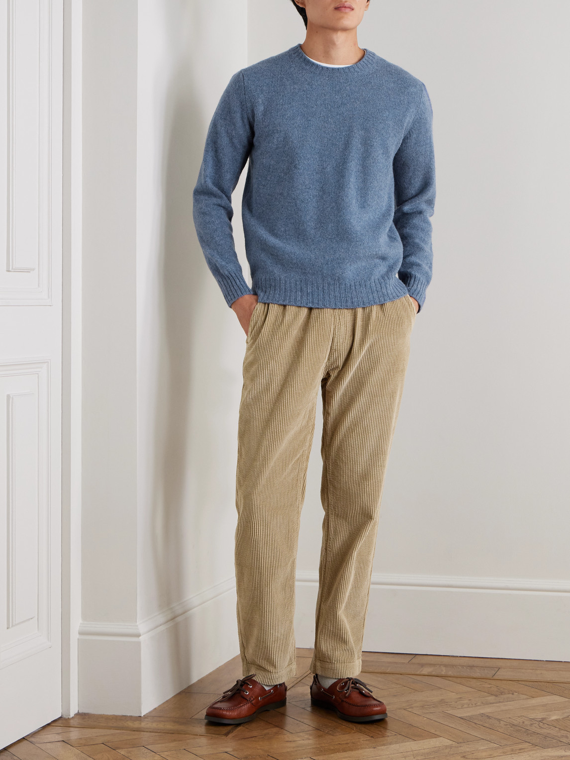 Hartford Joggy Straight-leg Cotton-corduroy Drawstring Trousers In Neutral