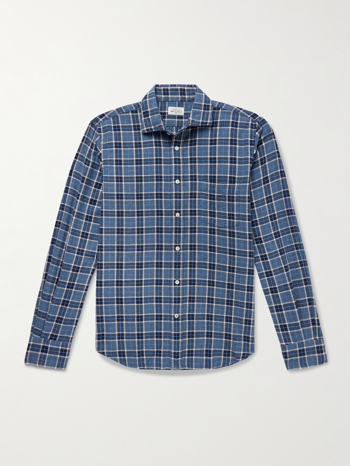Hartford Paul Checked Cotton-flannel Shirt In Blue