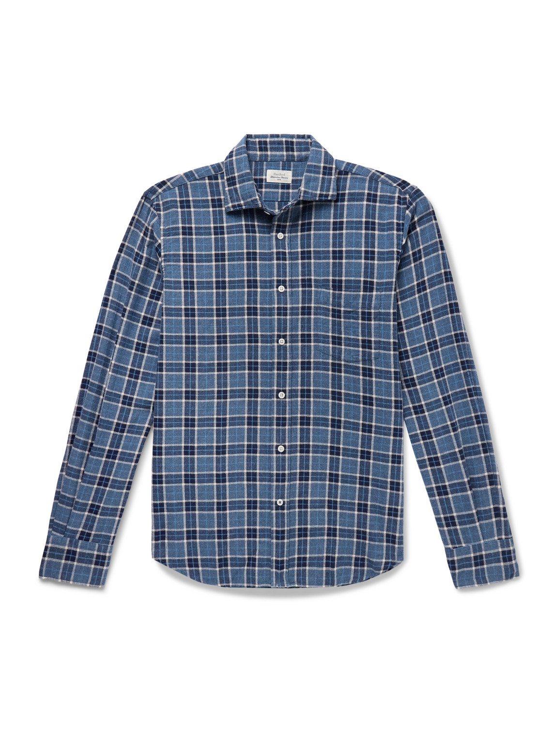 Hartford Paul Checked Cotton-flannel Shirt In Blue