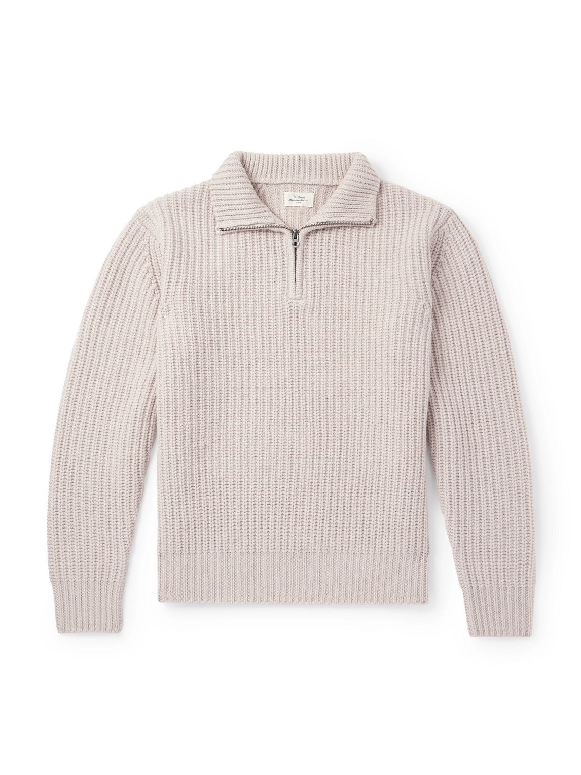 Hartford Ribbed Wool Half-zip Sweater In Neutral