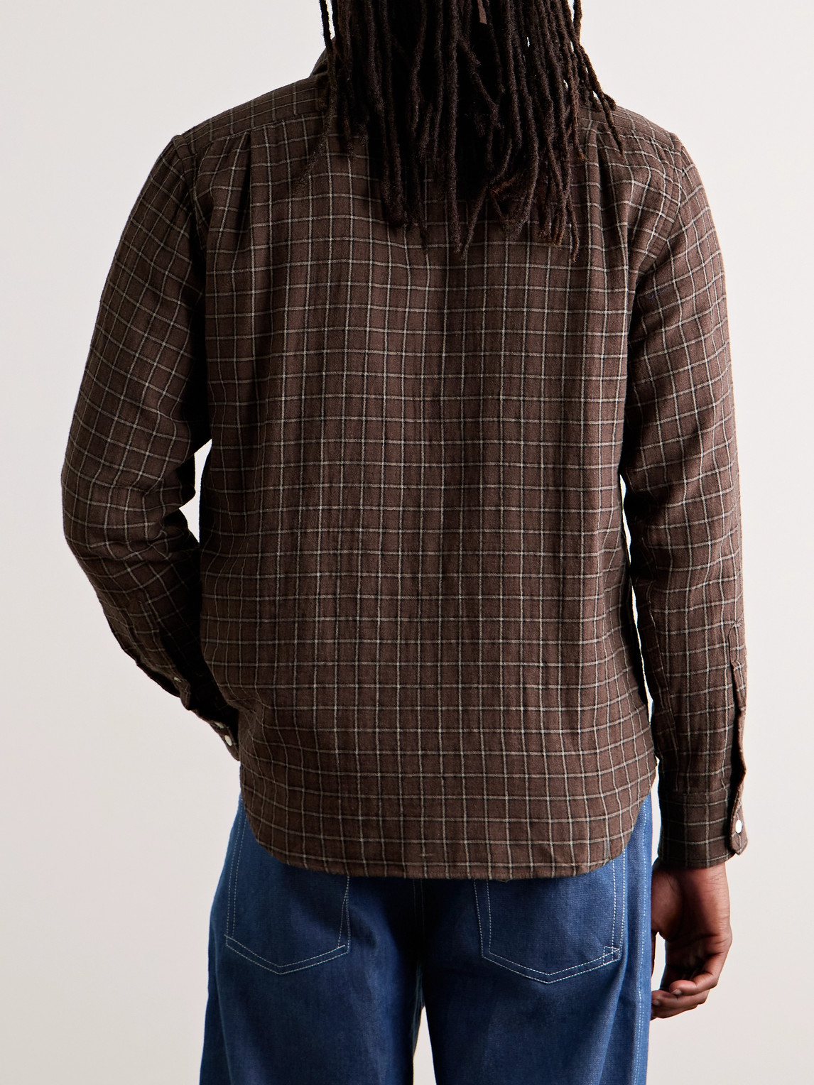 Hartford Paul Checked Cotton-flannel Shirt In Brown