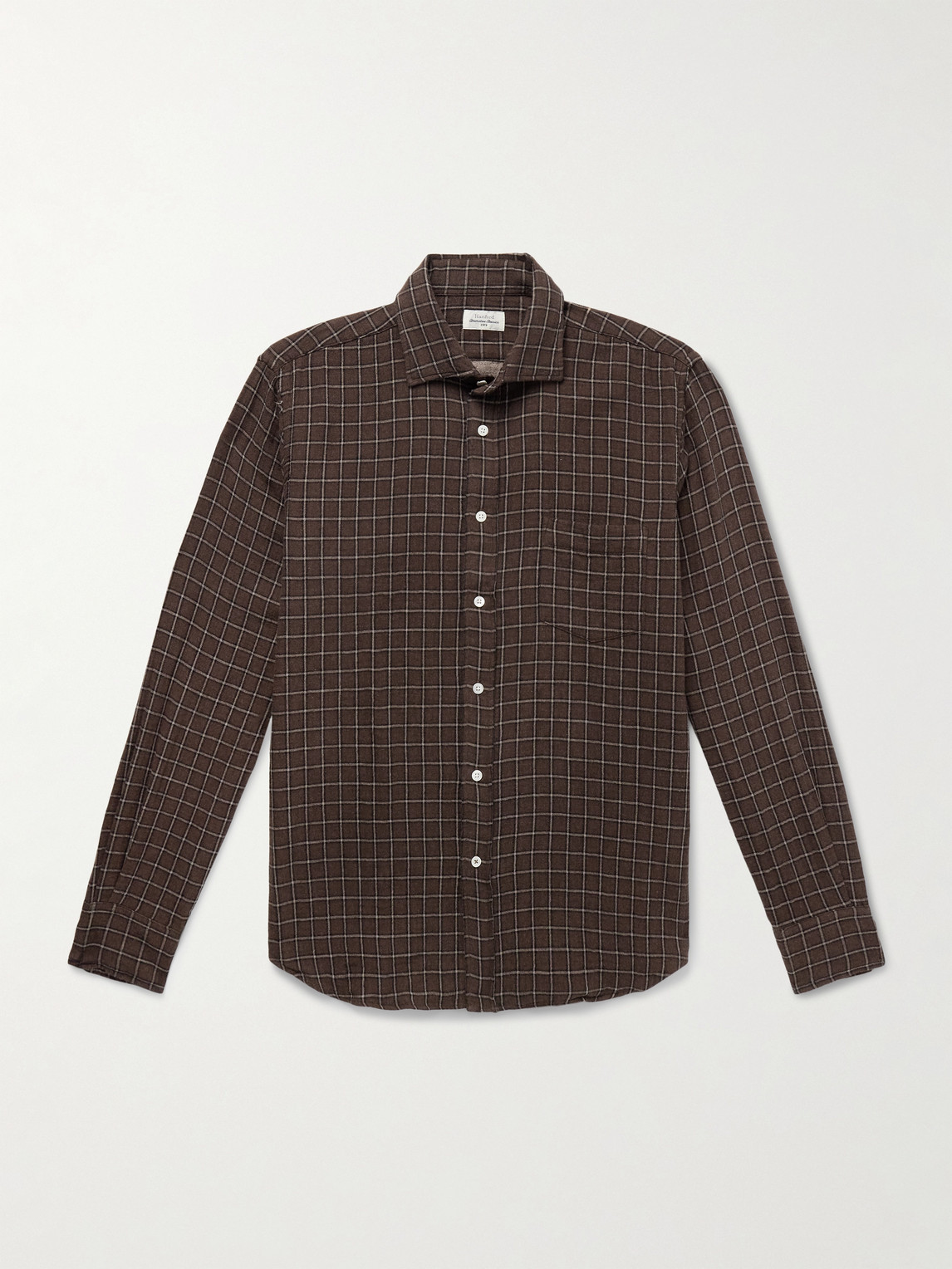 Hartford Paul Checked Cotton-flannel Shirt In Brown