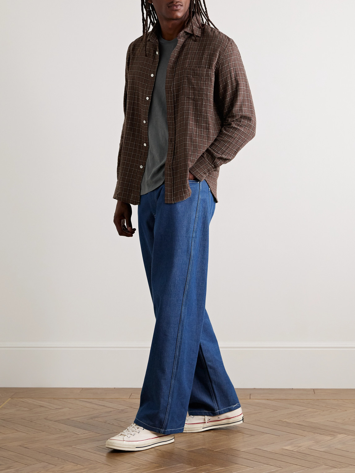 Hartford Paul Checked Cotton-flannel Shirt In Brown