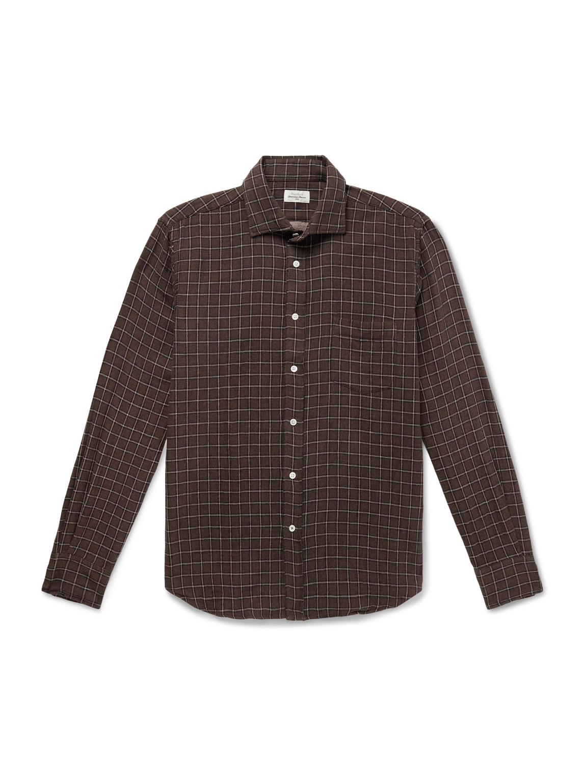 Hartford Paul Checked Cotton-flannel Shirt In Brown
