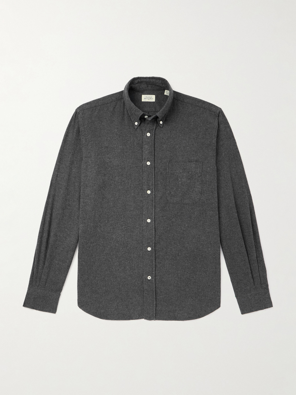 Hartford Pitt Button-down Collar Cotton-flannel Shirt In Gray