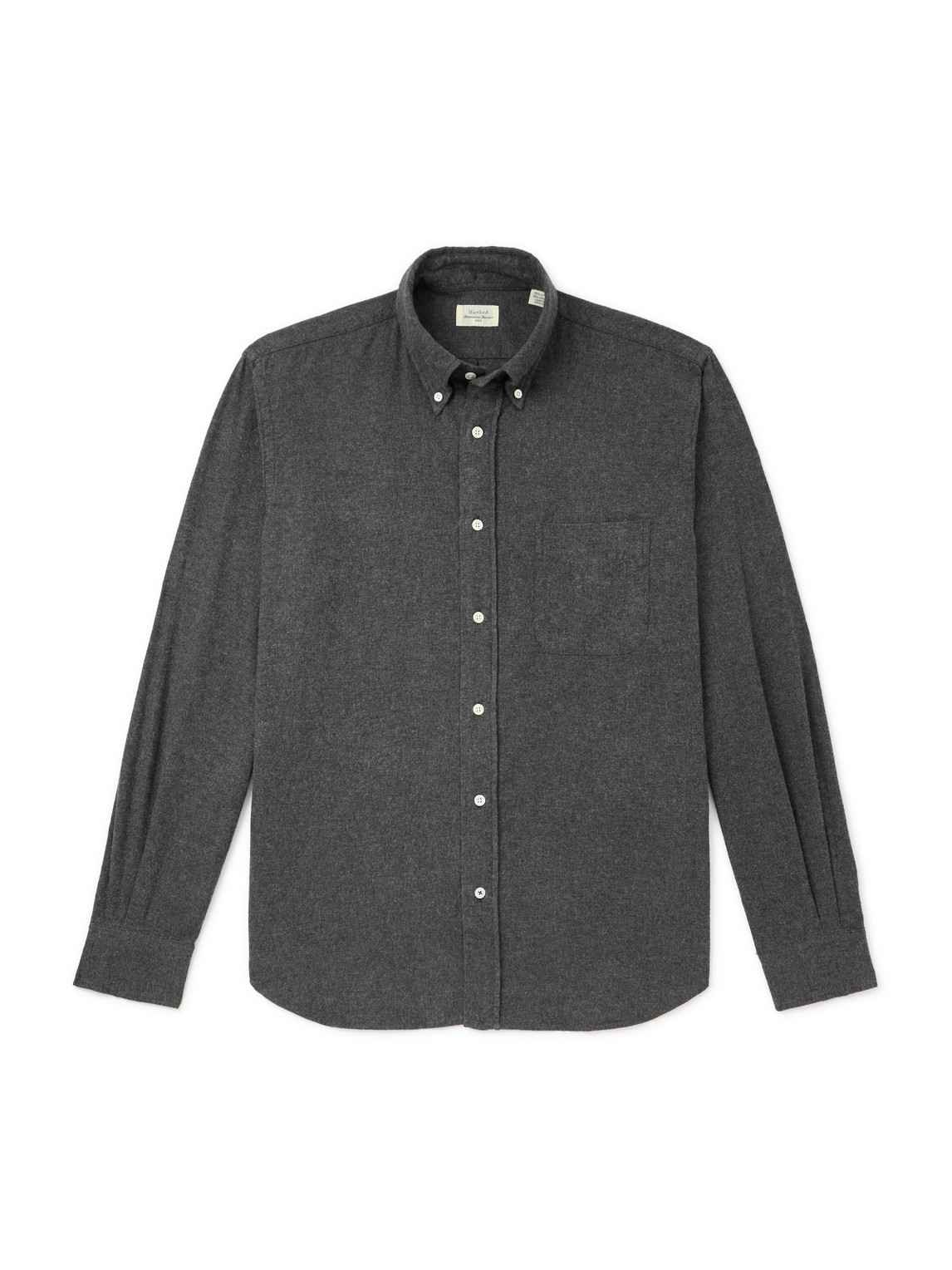 Hartford Pitt Button-down Collar Cotton-flannel Shirt In Gray