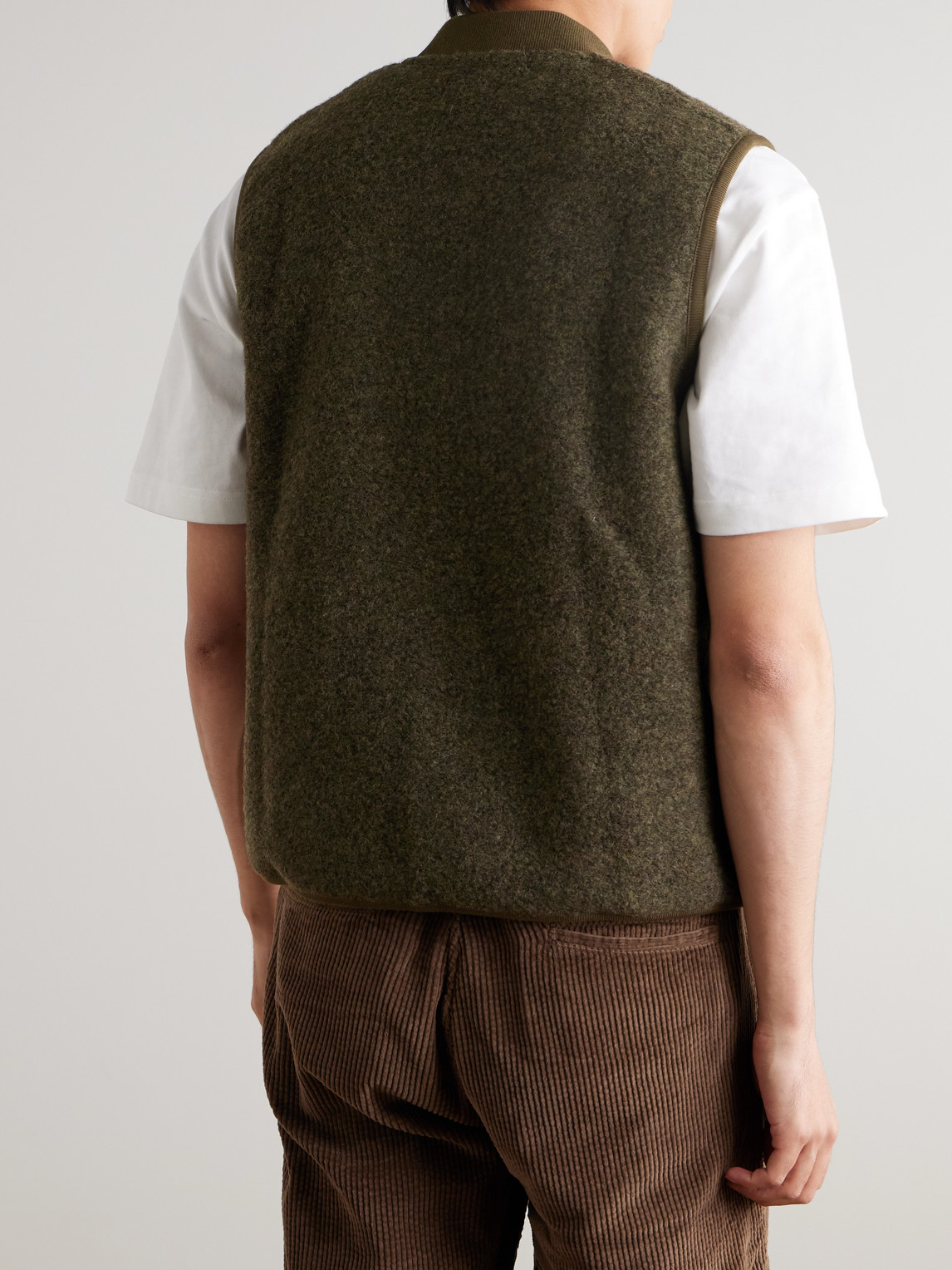Hartford Boiled Wool-blend Gilet In Green