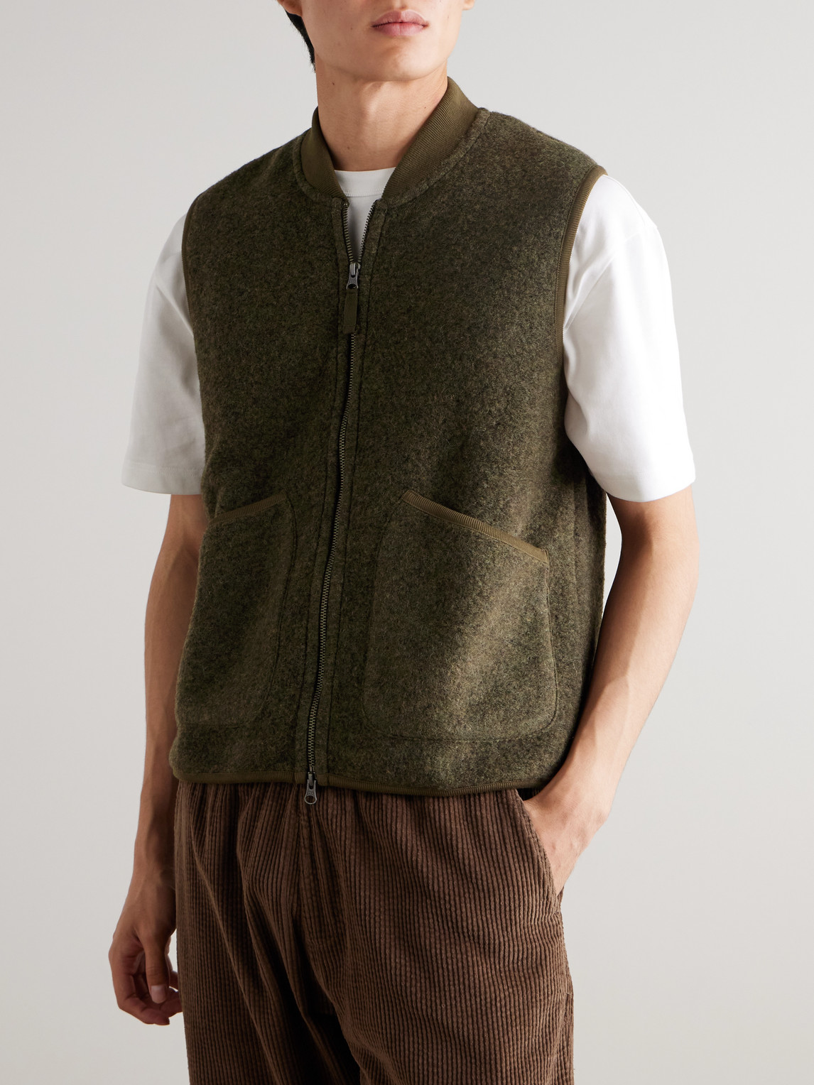 Hartford Boiled Wool-blend Gilet In Green