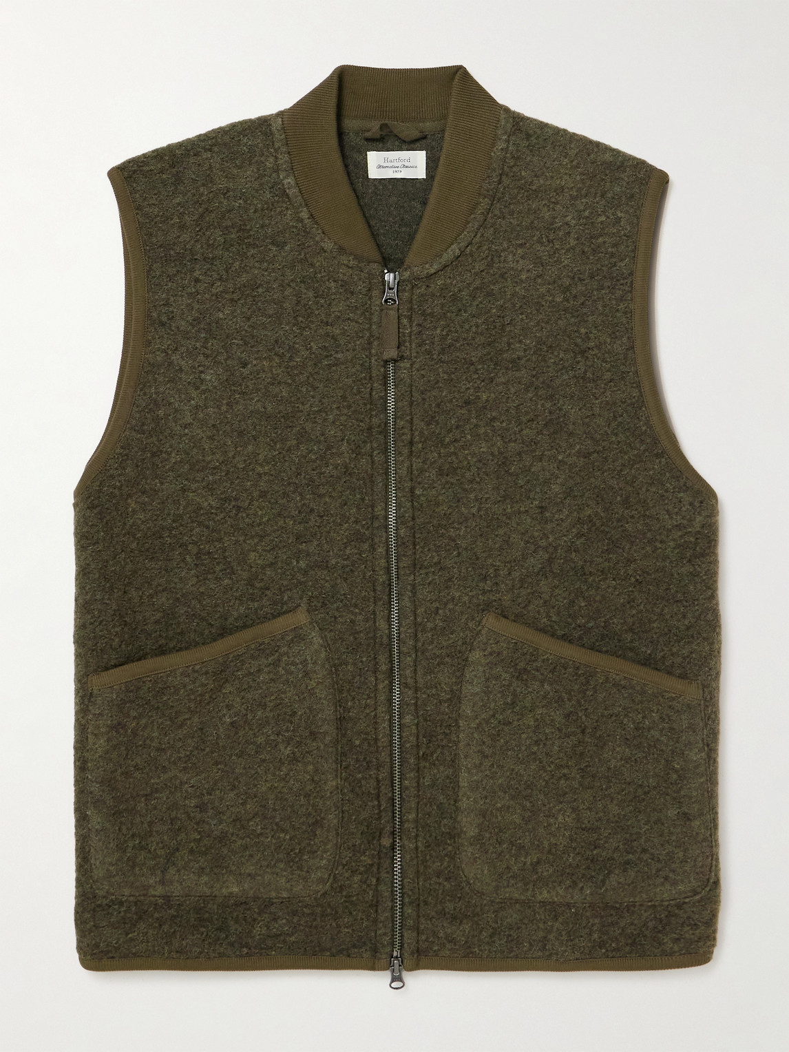 Hartford Boiled Wool-blend Gilet In Green