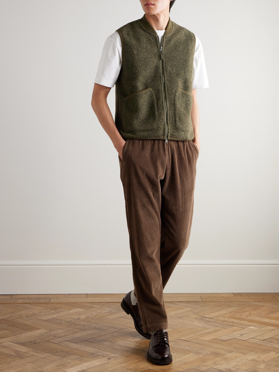 Hartford Boiled Wool-blend Gilet In Green