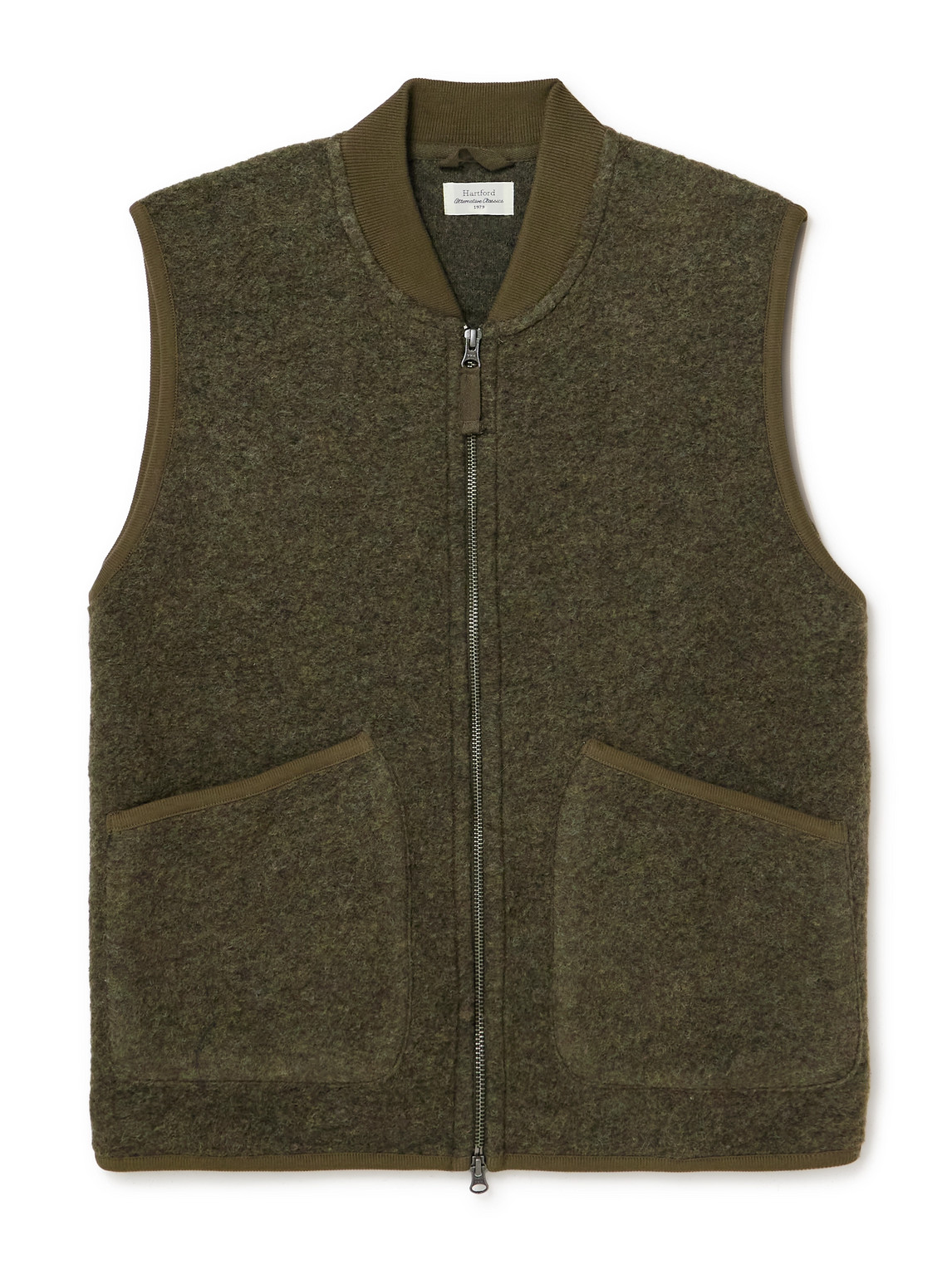 Hartford Boiled Wool-blend Gilet In Green