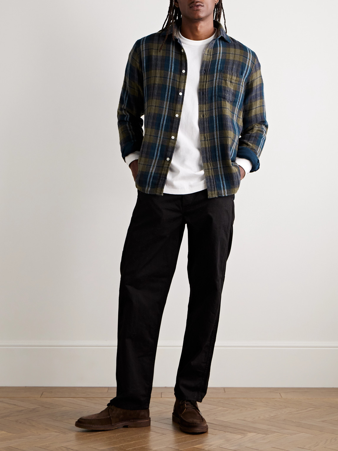 Hartford Paul Checked Cotton-flannel Shirt In Green