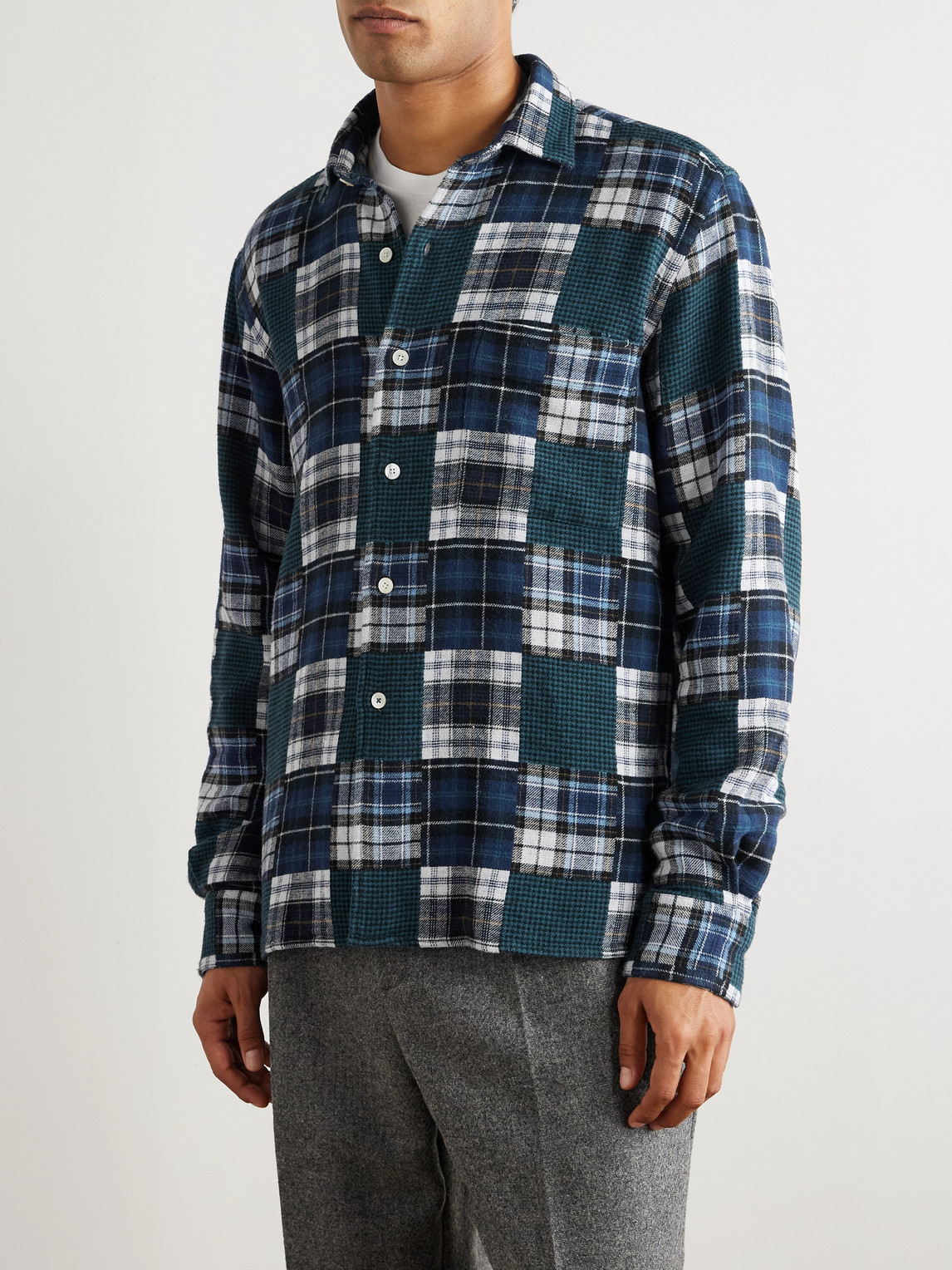 Hartford Patt Patchwork Checked Cotton Shirt In Multi
