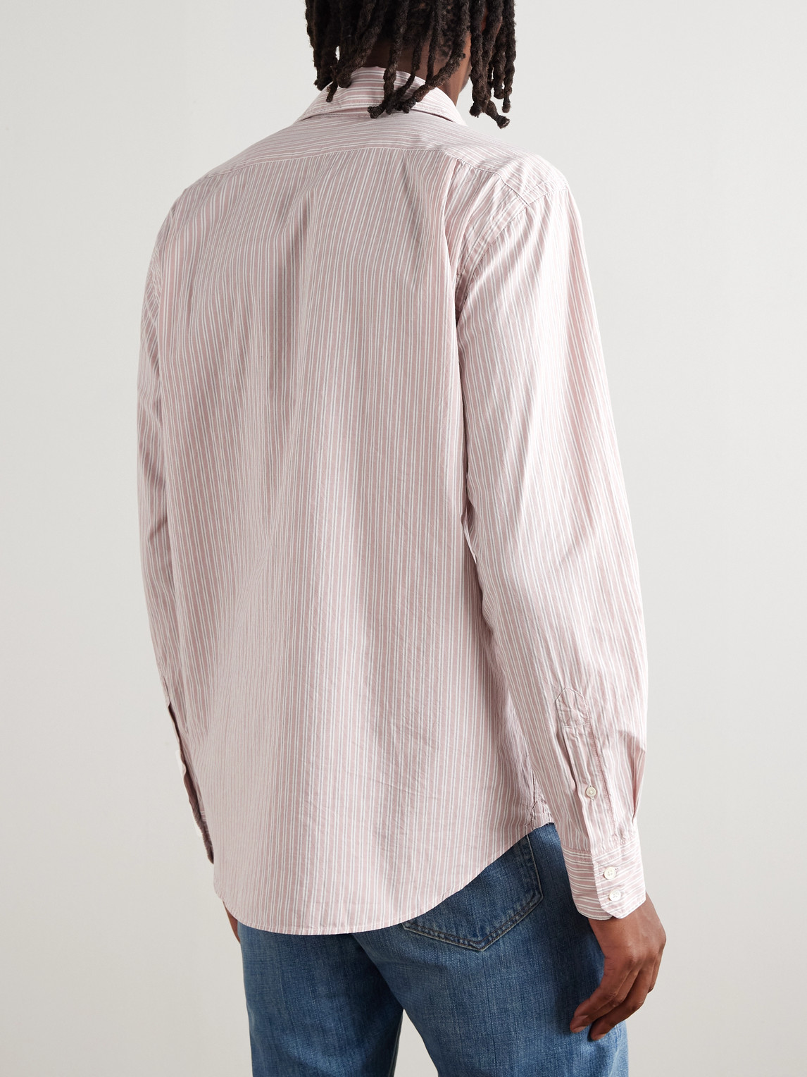 Hartford Paul Striped Cotton-poplin Shirt In Pink