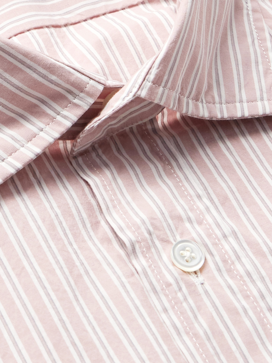 Hartford Paul Striped Cotton-poplin Shirt In Pink