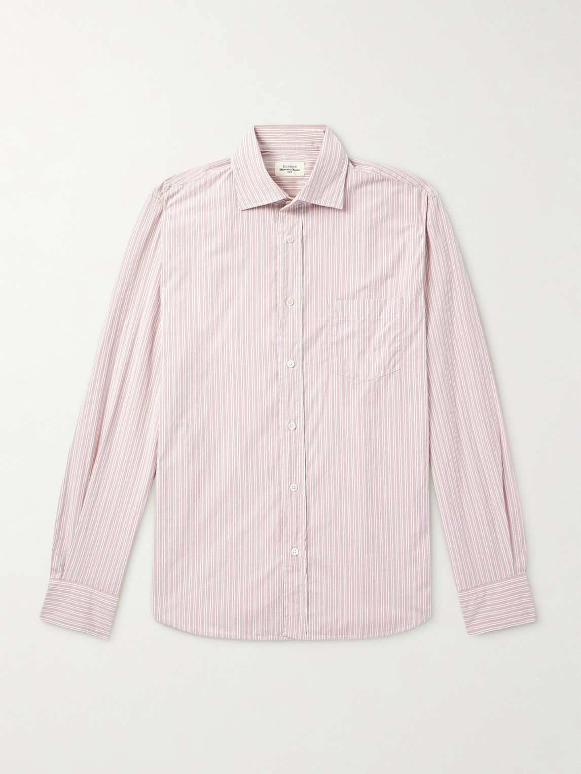Hartford Paul Striped Cotton-poplin Shirt In Pink