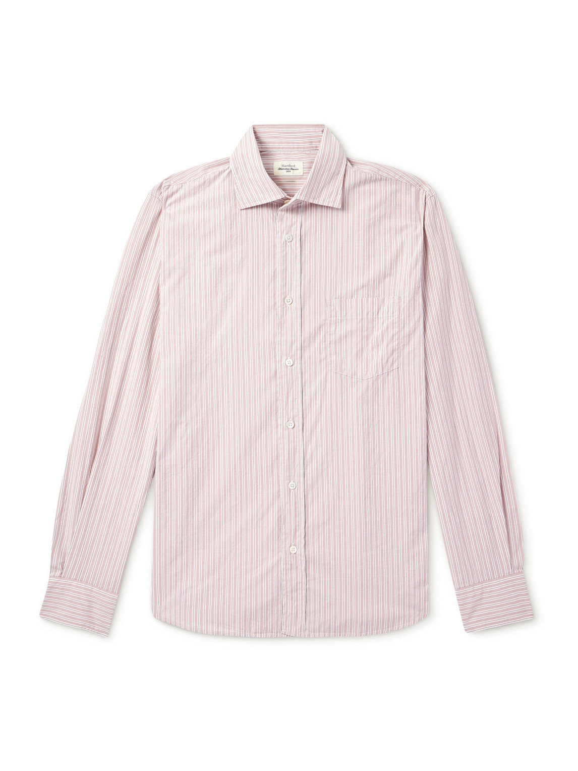 Hartford Paul Striped Cotton-poplin Shirt In Pink