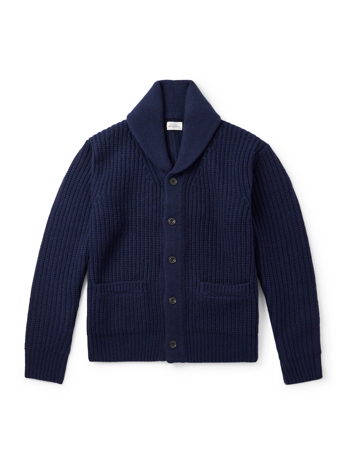 Hartford Shawl-collar Ribbed Wool Cardigan In Blue