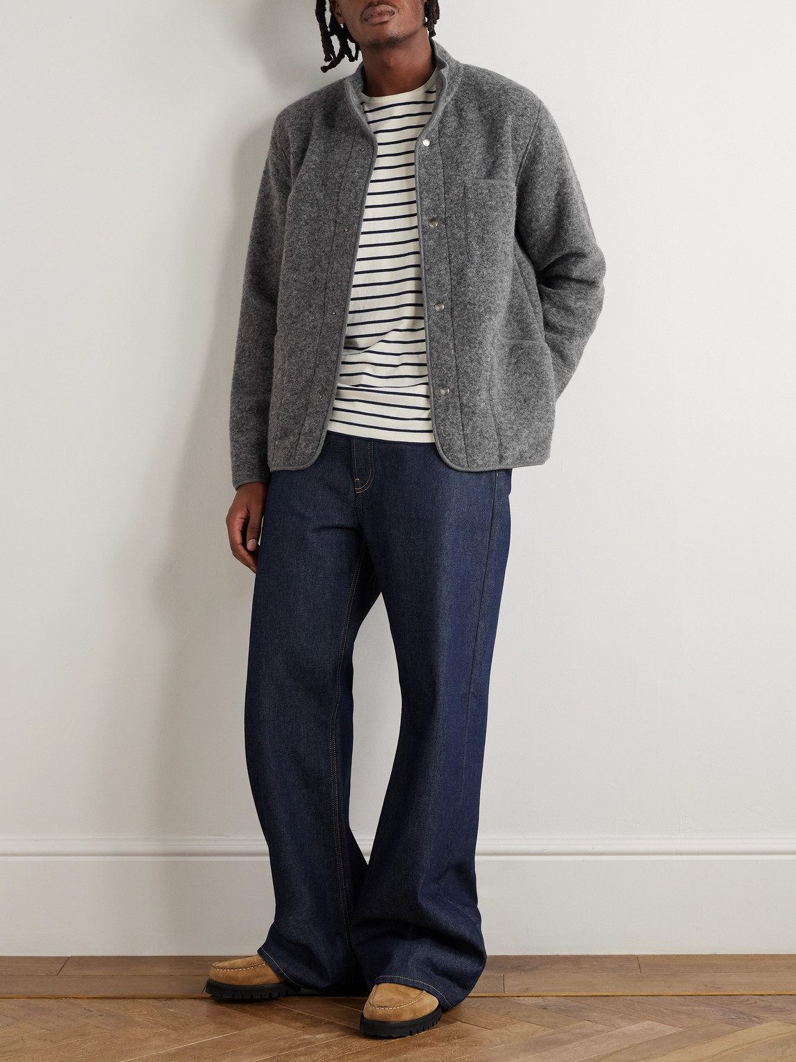 Hartford Jock Wool-blend Bouclé Bomber Jacket In Gray