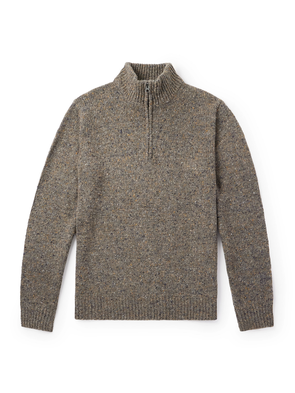 Hartford Trucker Wool-blend Half-zip Sweater In Gray