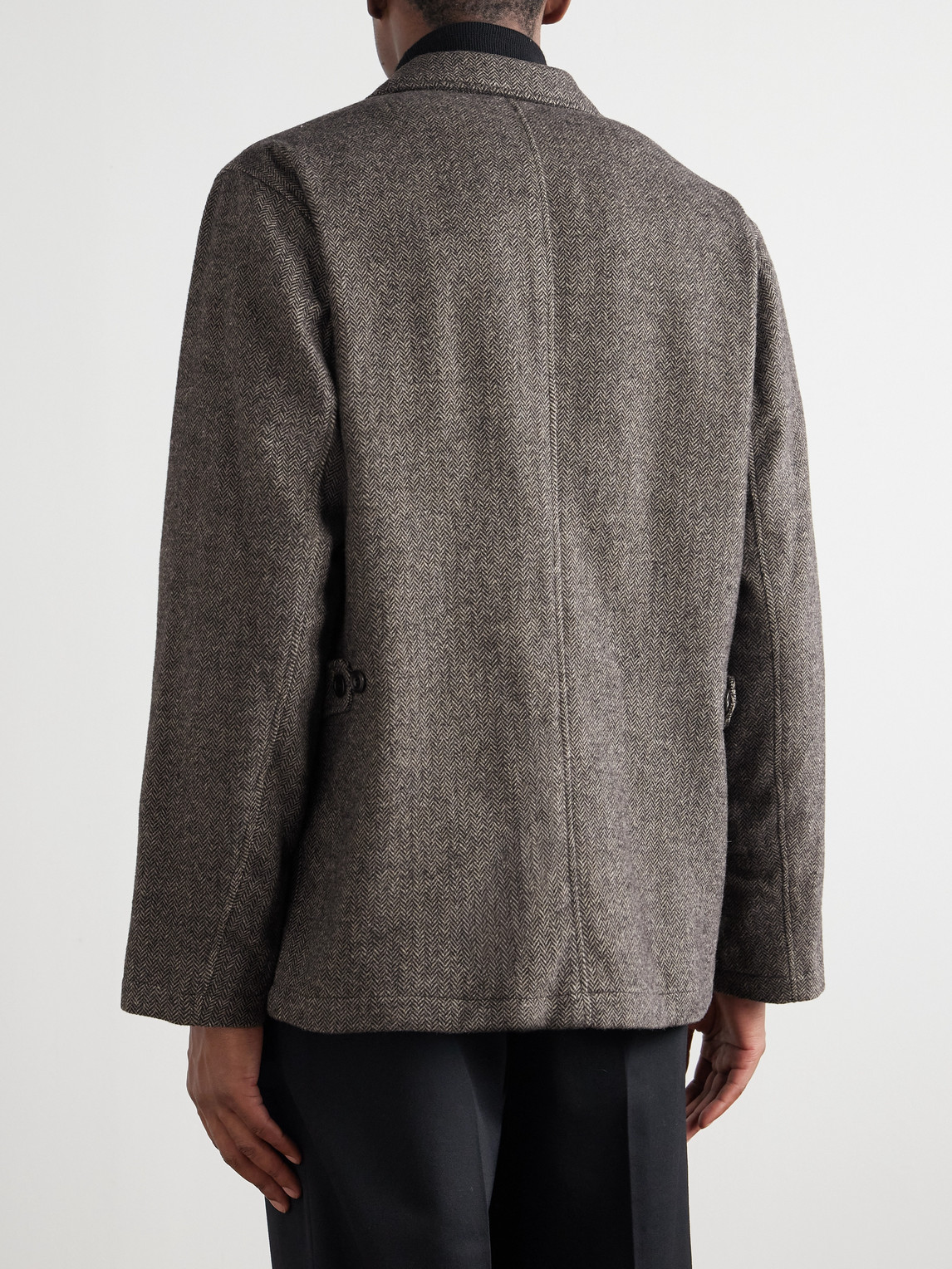 Hartford Joey Herringbone Wool-blend Blazer In Green