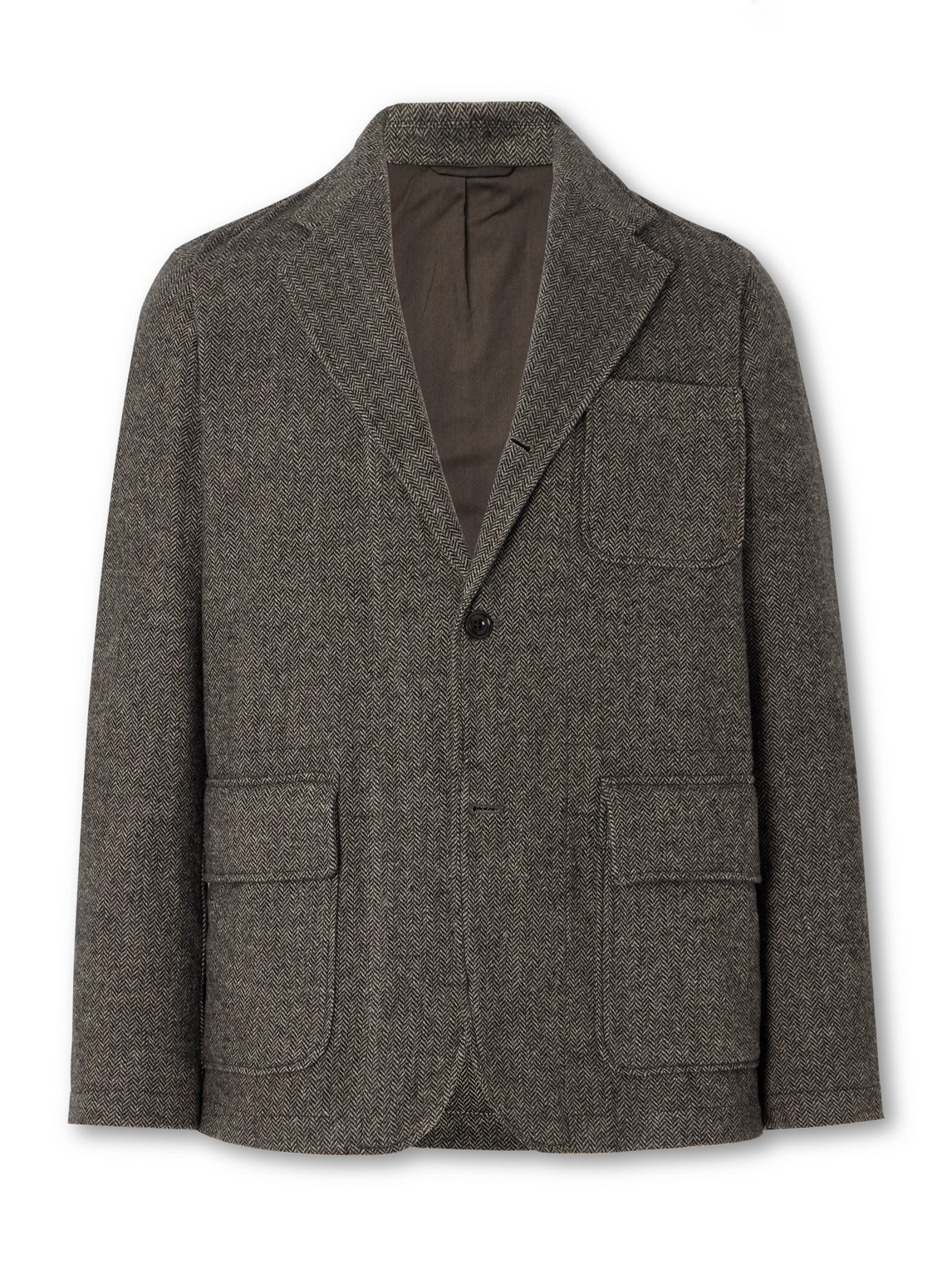 Hartford Joey Herringbone Wool-blend Blazer In Green