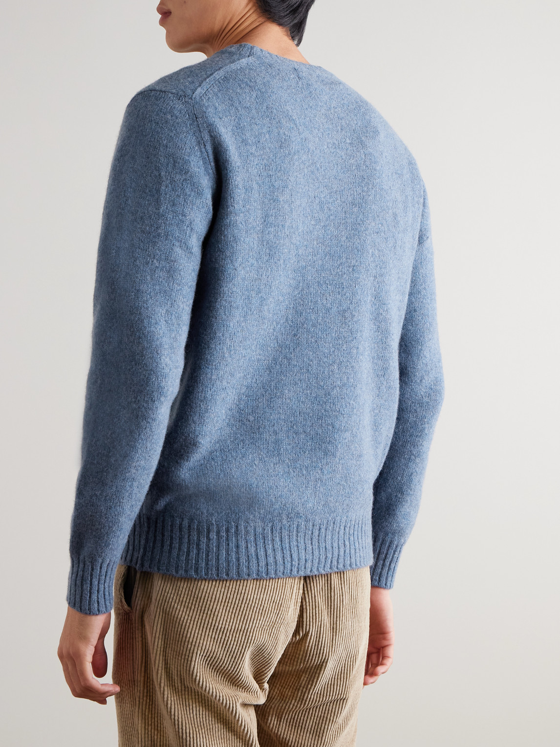 Hartford Brushed Shetland Wool Sweater In Blue