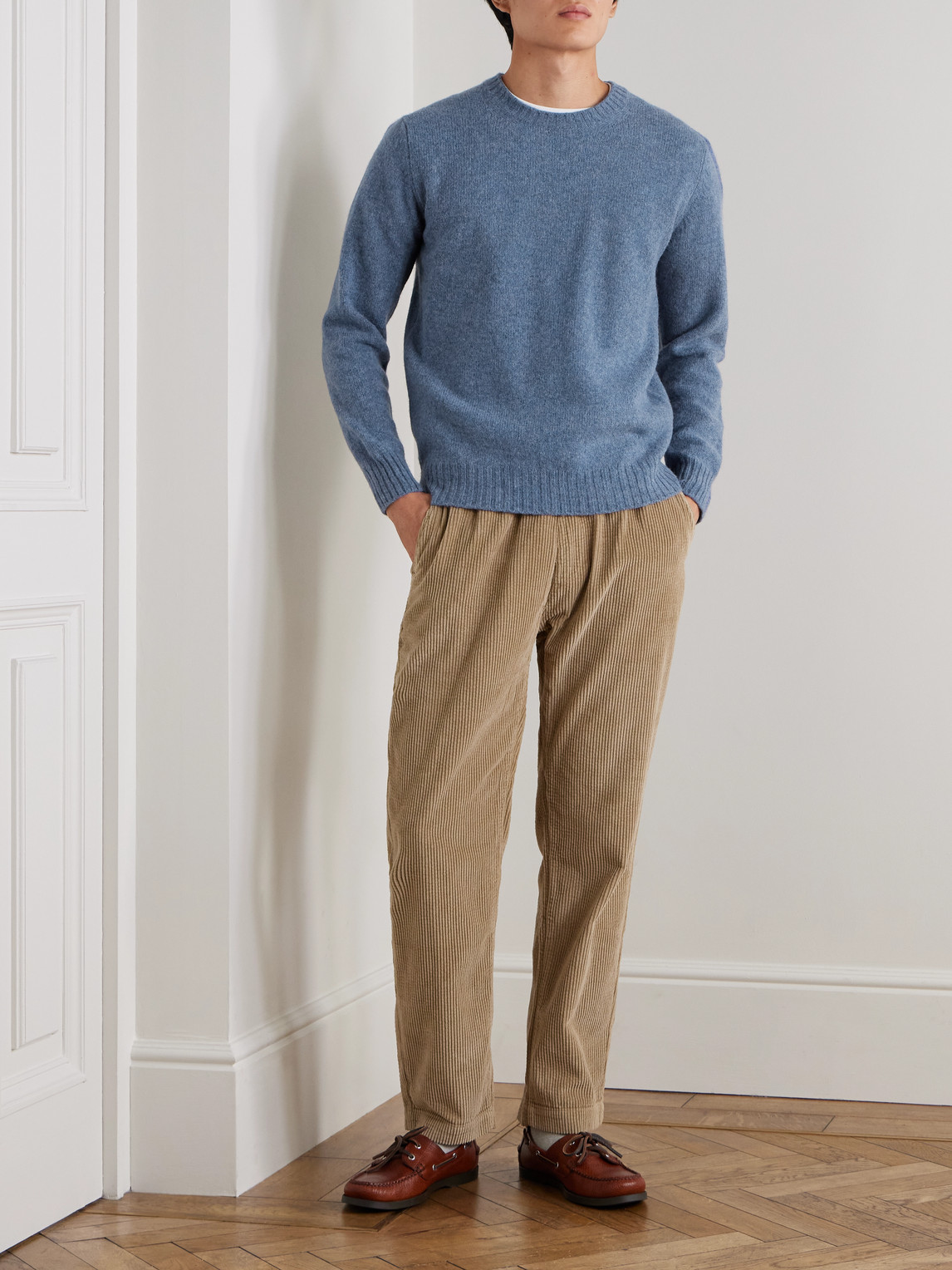 Hartford Brushed Shetland Wool Sweater In Blue